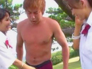 Horny Nippon Schoolgirls' XXX Double Tease for Lucky Cock